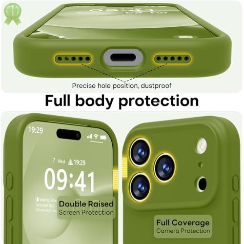 Image of LOVE 3000 Designed for iPhone 17 Pro Case, Premium Silicone [Compatible with Magsafe][Soft Anti-Scratch Microfiber Lining] Shockproof Protective Phone Case for Men Women 6.3 inch, Cedar Green