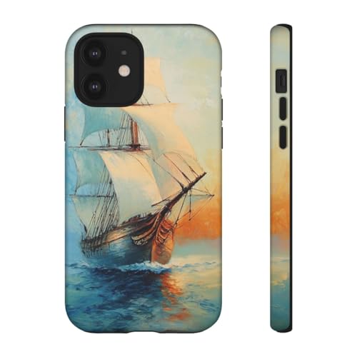 Peinture à l'huile voilier en mer coque rigide mate marine pour iPhone 12