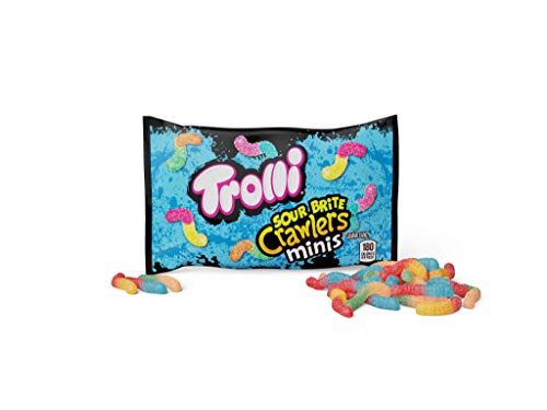 Image of Trolli Sour Brite Crawlers Minis Candy, Sour Gummy Worms, 2 Ounce Treat-Size Pouches (Pack Of 36)