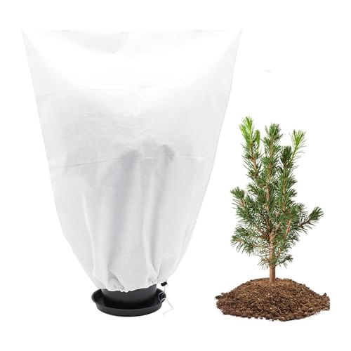 Winterschutz für Pflanzen 80 x 60 cm Frostschutz Schutzhülle Pflanzensack für Kübelpflanzen Atmungsaktiv Reißfest Wiederverwendbar Pflanzenschutzsack mit Zugband Pflanzenschutz Winter (1 Stück Weiß)