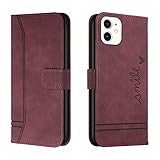 Trugox Handyhülle für Apple iPhone 11 Hülle Klappbar Klapphülle mit Kartenfach Handytasche Handy Schutzhülle Tasche Leder Wallet Flip Hülle Slim Book Cover - Claret Red