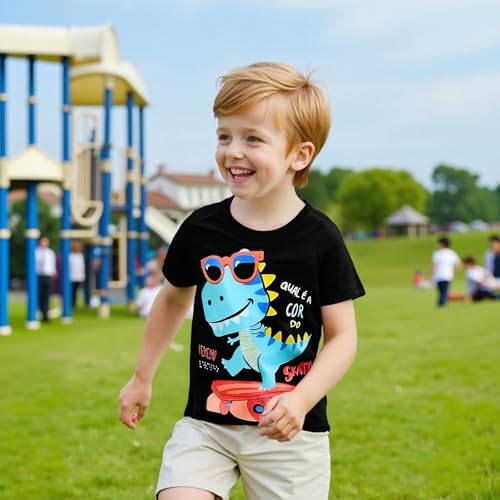 Image of DEEKEY Toddler Boys Shirts Short-Sleeve Little Kids t Shirts Boys' Tops, Tees & Shirts Graphic TEE Age for 2-7 Years 4-Pack