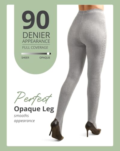 Image of MeMoi Portland Cable Knit Sweater Tights, Warm Opaque Winter Tights