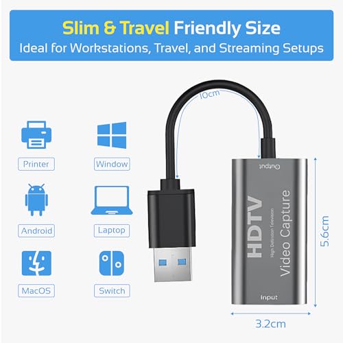 Image of Video Capture Card, HDMI to USB Audio Video Capture Cards, 4K30fps Input, 1080P60fps Game Capture Card for Streaming, Video Conferencing, Gaming, on OBS and More, for Windows Mac OS System
