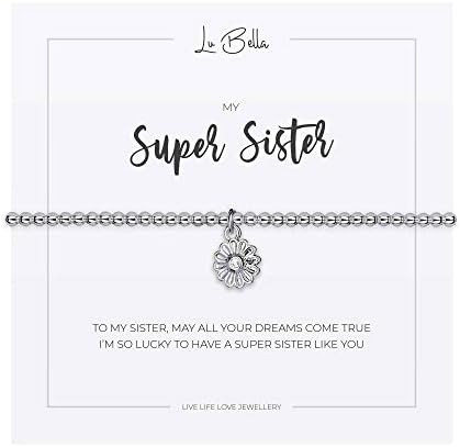 Silver Womens Friendship Charm Bracelet - Womens Stackable Jewellery - Special Best Friend Thoughtful Bracelet - Adjustable Stretchy Silver String Present Jewellery with Charm and Gift Bag from Lu Bella