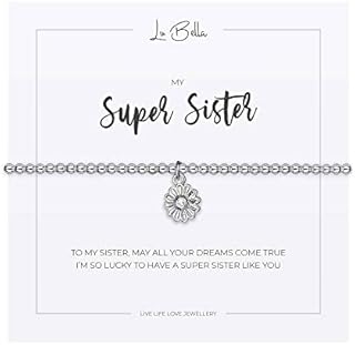 Silver Womens Friendship Charm Bracelet - Womens Stackable Jewellery - Special Best Friend Thoughtful Bracelet - Adjustable Stretchy Silver String Present Jewellery with Charm and Gift Bag from Lu Bella