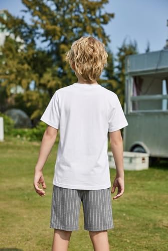 Image of Arshiner Boys 2-Piece Summer Outfit Henley T-Shirt & Shorts Set 4-12 Years