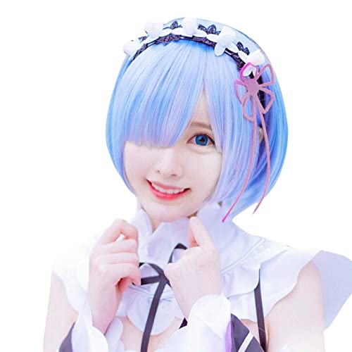 PHOCAS Kurze Bob Glatt Perücke für Blaue Cosplay Perücke für Blaue Perücke Kunsthaar für Halloween Perücken für Frauen Cover