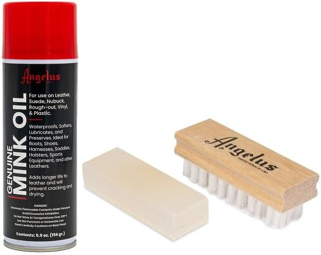 Angelus Kit completo de limpiador de gamuza de aceite de visón y gamuza Nubuck cepillo y borrador