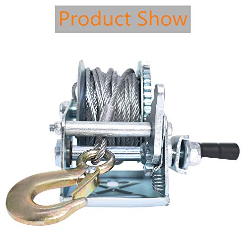 Heavy Duty Hand Winch 600Lbs Hand Crank Strap Gear with 8m Steel Wire Manual Operated Two-Way Ratchet ATV Boat Trailer Marine for Trailering or Loading Boats Personal Watercraft and Lawn Equipment - Image 4