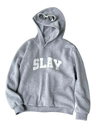SHENHE Girl's Hoodie Pullover Graphic Long Sleeve Casual Fall Preppy Sweatshirt Hoodie Grey 12Y
