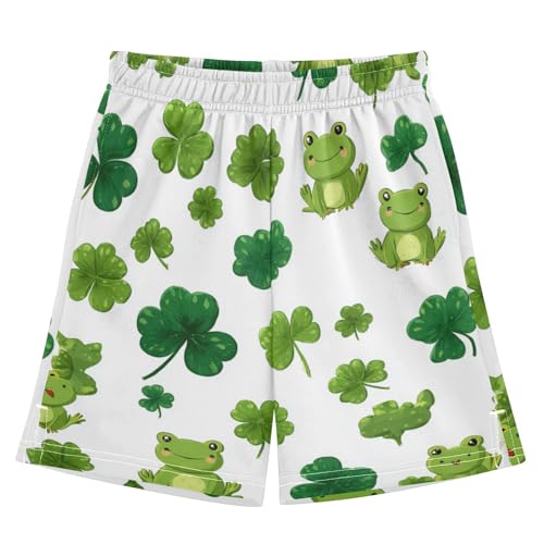 Plaaee Boys Athletic Shorts Shamrock Leaves Frog Boy Unisex-Child Soccer Shorts Basketball Short Pants XL