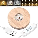 YAKAMOZ LED Lights Display Base Wooden Lighted Base Stand for Laser Glass Resin Art(Warm Light and White Light)