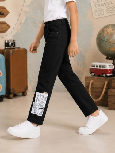 Image of KiddoPanti Boys Regular Fit Denim Pant | Stretch Poly Cotton Denim | Regular Fit Full Length Pant | Back Elasticated & Button with Zip Open Fly