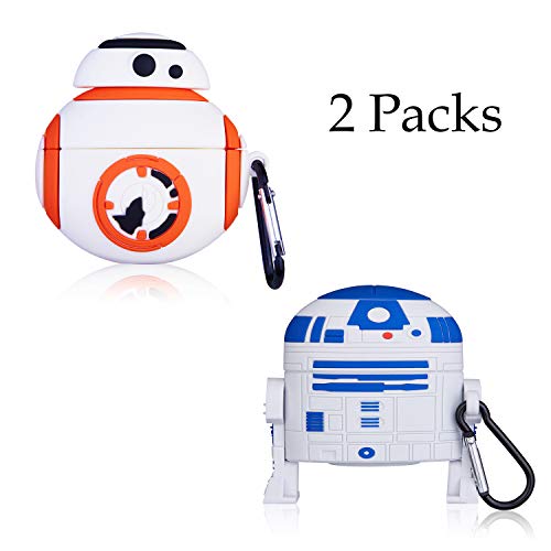 Jowhep Case For Airpod Pro 2019/Pro 2 Gen 2022 Silicone Carton Design Cute Cover Fashion Funny Kawaii Skin Shell For Airpods Pro Cases With Keychain For Girls Boys Kids, Blue White Robot 2 Packs #TOP1