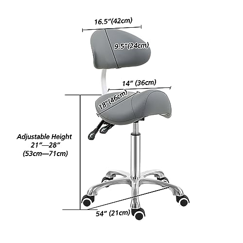 image for Antlu Saddle Stool Chair with Back Support - Ergonomic Esthetician Sea