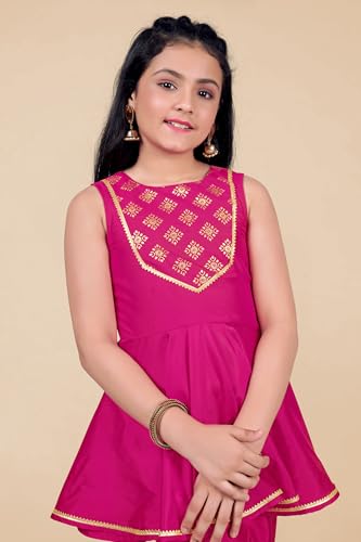 Image of Fashion Dream Girls Cotton Blend Printed Salwar Suit Set|Kids Kurta & Dhoti|Ethnic Wear|Sharara Set