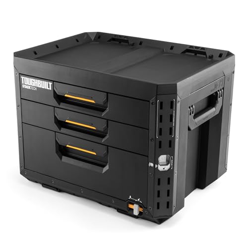 ToughBuilt StackTech 3 Drawer Locking Tool Box Stackable 240 lb Capacity