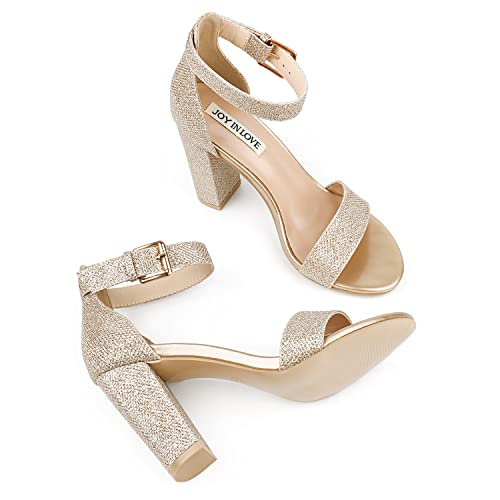 Image of JOY IN LOVE Womens 3.5 inch Chunky Block High Heels Ankle Strap Heeled Sandals