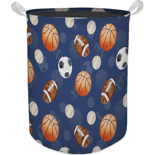 Image of HKTZM Baseball Football Laundry Basket, Toybox for Boys, Gifts for Sports Lovers Laundry Basket Hamper Waterproof Collapsible Clothes Toys Storage Bin Organizer for Bedroom Bathroom Boys Room Dorm