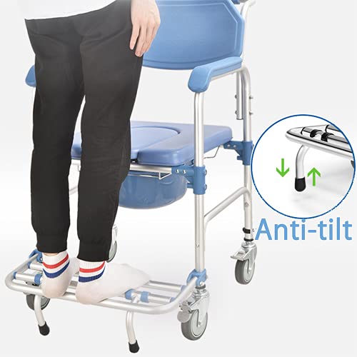 Tonchean Shower Chair On Wheels Shower Wheel Chair Bath And Toilet Shower Seat Waterproof Potty Chair With Wheels Rolling Commode Chair 330 Lbs Loading Bedside Commode Chair #TOP7