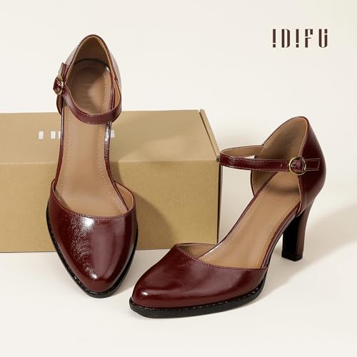 Image of IDIFU IN3 Closed Toe Chunky High Heels Comfortable Dress Shoes for Women