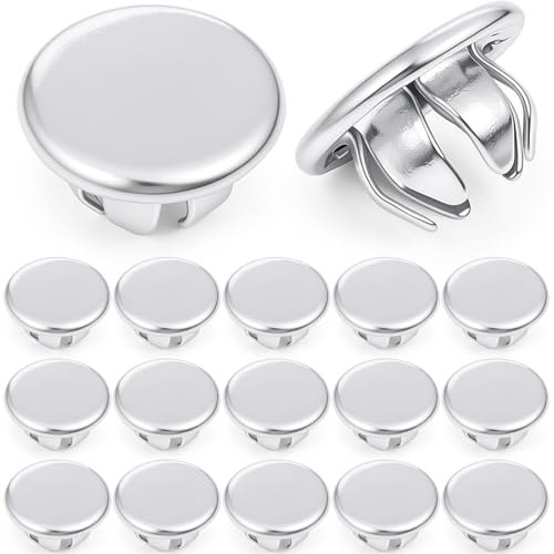 Image of Hicarer 15 Pack Fit 1 /4 inch(6.4mm) Hole Metal Hole Plugs, Nickel-Plated Steel Snap-in Cover for Exposed Holes, No Welding Required for Sinks, Furniture, Automotive