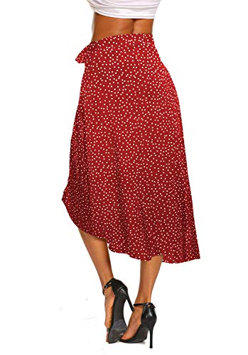 Newchoice Women's Boho Leopard Skirt High Low Split Summer Beach Midi Wrap Skirts3