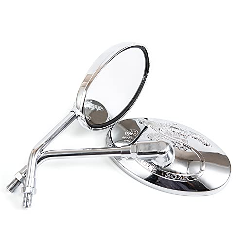 Rétroviseur moto universel ovale en chrome premium avec filetage 10MM