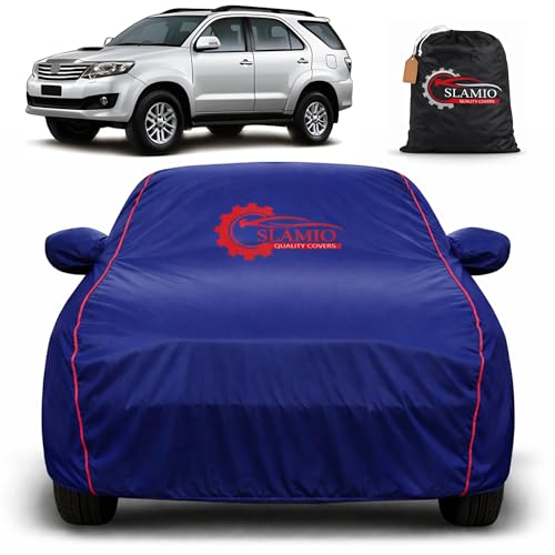 Image of Car Cover for Toyota Fortuner 2009-2011 | 100% Waterproof Heavy-Duty 3-Layer Car Body Cover | All-Weather Rain, UV, Sun & Dust Protection | Custom Fit | Mirror & Antenna Pockets | Navy Blue