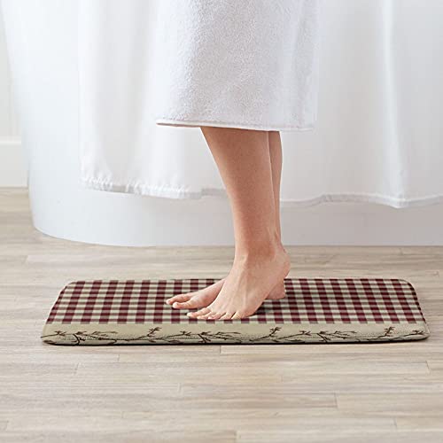 Daopuda Bathroom Rug Bath Mat Berry Vine Check Plaid Country,Plush Bathroom Decor Mats With Non Slip Backing Non-Slip Floor Mats Soft Doormat Absorbent Throw Bath Rugs Runner Carpet 19.5"X31.5" #TOP2