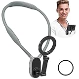 Suteng Magnetic Neck Phone Holder, Cell Phone Holder Around Neck POV/Vlog Selfie Mount Hand Free Phones Neck Holder Video Recording Chest Stand for iPhone 15 14 13 12 Pro Max Plus Mini (Grey)