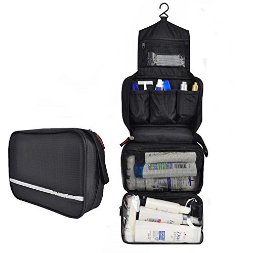 Bag-Pro Waterproof Toiletry Organizer Bag Portable Foldable Travel Cosmetic Makeup Bag and Electronic Accessories Bag, Black
