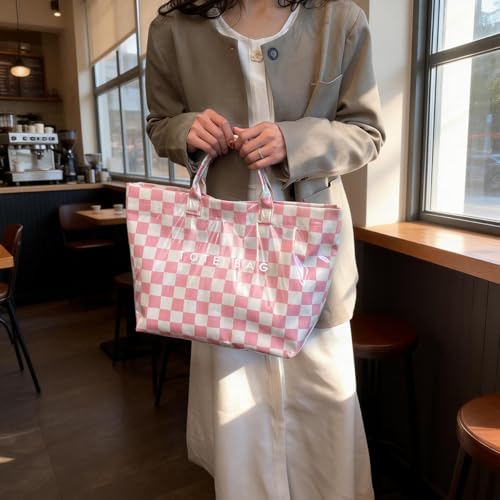 Image of Lushandy Striped PVC Tote Bag for Women, Waterproof Plastic Tote Bag for Beach Pool Large Top Handle Travel Hobo Handbag | Waterproof Material