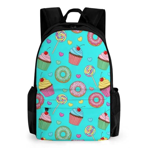 Casual College Daypack Candy Cake Doughnut Donut Multipurpose Business Travel with Large Capacity Rucksack for Men Women