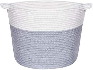Handmade Grey and White Rope Storage Basket  Large Rope Basket  Perfect for Household Storage, Toys or Laundry. 35cms Diameter x 30cm Height