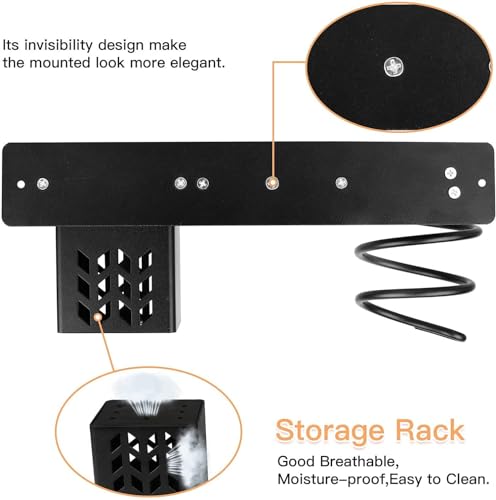 CHAMSUREUK Straightener & Hair Dryer Holder Wall Mounted, Bathroom Hair Styling Care Tool Organizer, Multi-Functional Space Saving Storage Bracket with Plug Hook & Cup with 4X Self adhesive hooks - Image 7