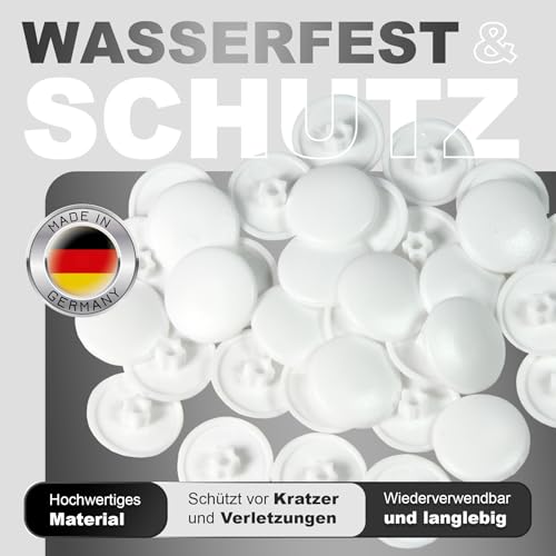 Möbel Abdeckkappen kompatibel mit Torx Schrauben – weiß - Torx Schraubenabdeckung (50, T25)
