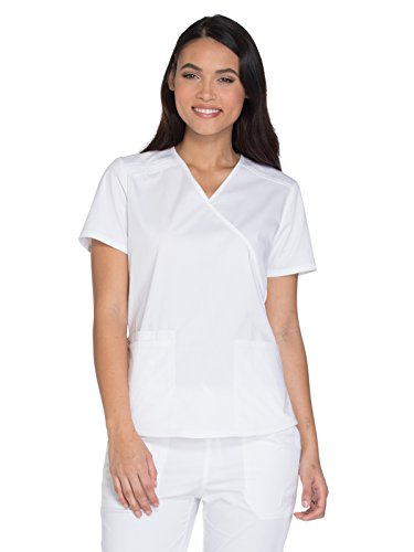Cherokee Core Stretch Workwear Women's Mock Wrap Solid Scrub Top