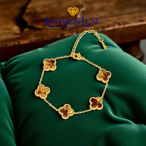 Four Leaf Clover Bracelet for Women – 18K Gold Plated 316L Stainless Steel, Double-Sided Mother of Pearl, Adjustable Lucky Charm Link Bracelet, Elegant Jewelry Gift for Her, Comes with gift Box.2