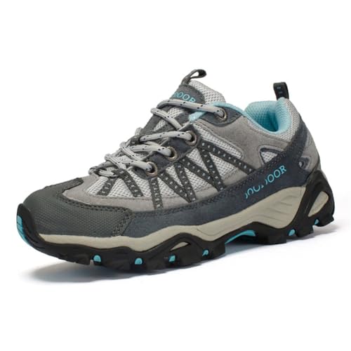 100junzidao Zapatos de Senderismo para Mujer Zapatos Ligeros Impermeables para Caminar Entrenamiento al Aire Libre Camping Antideslizantes Duraderos Gris 39