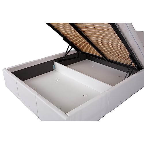 Lomadox Schlafzimmer Set 4-teilig mit Bett 160x200cm, 2 Nachttische, Kleiderschrank 2-TRG. in schwarz Hochglanz mit weißem Kunstleder Modern – Bild 5