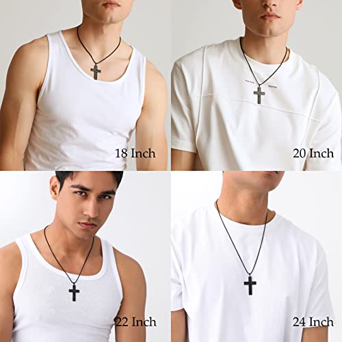 Stainless Steel Black Cross Necklace For Men Boys 18K Real Gold Plated American Flag Pendant Chain Bible Verse Inspirational Necklaces 18 Inches #TOP3