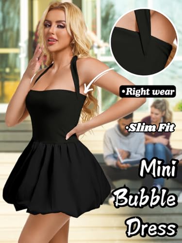 Halter Mini Bubble Dress, Date Night Birthday Homecoming, Coquette Short Corset for Women, Sexy Cute Going Out2