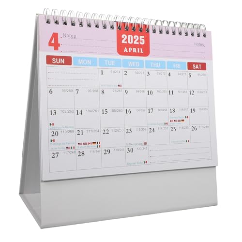 FRCOLOR 年大判卓上カレンダー 卓上スタンド付き 月間スケジュール管理 多国祝日表示 メモスペース豊富 事務所 家用計画ツール