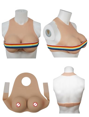 Image of Silicone Breasts Forms, Silicone Fake Breastplate B-G CUP Silicone Filled Fake Boobs for Crossdressers Drag Queen