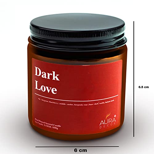 Image of AuraDecor Scented Jar Candle | Handpoured Soy Wax Candle with Long Lasting Burn Time | Premium Amber Jar Aromatherapy Candle | Ideal Gift for Home & Decor (Large, Dark Love)