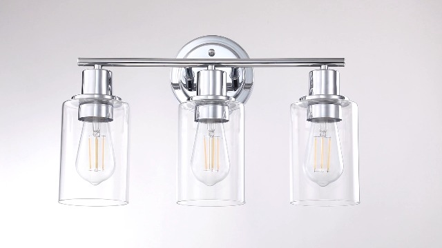 Image of 3-Light Chrome Bathroom Light Fixtures Over Mirror,Chrome Vanity Lights for Cabinet, 3 Bulb Bathroom Wall Sconce Light Fixture for Sink