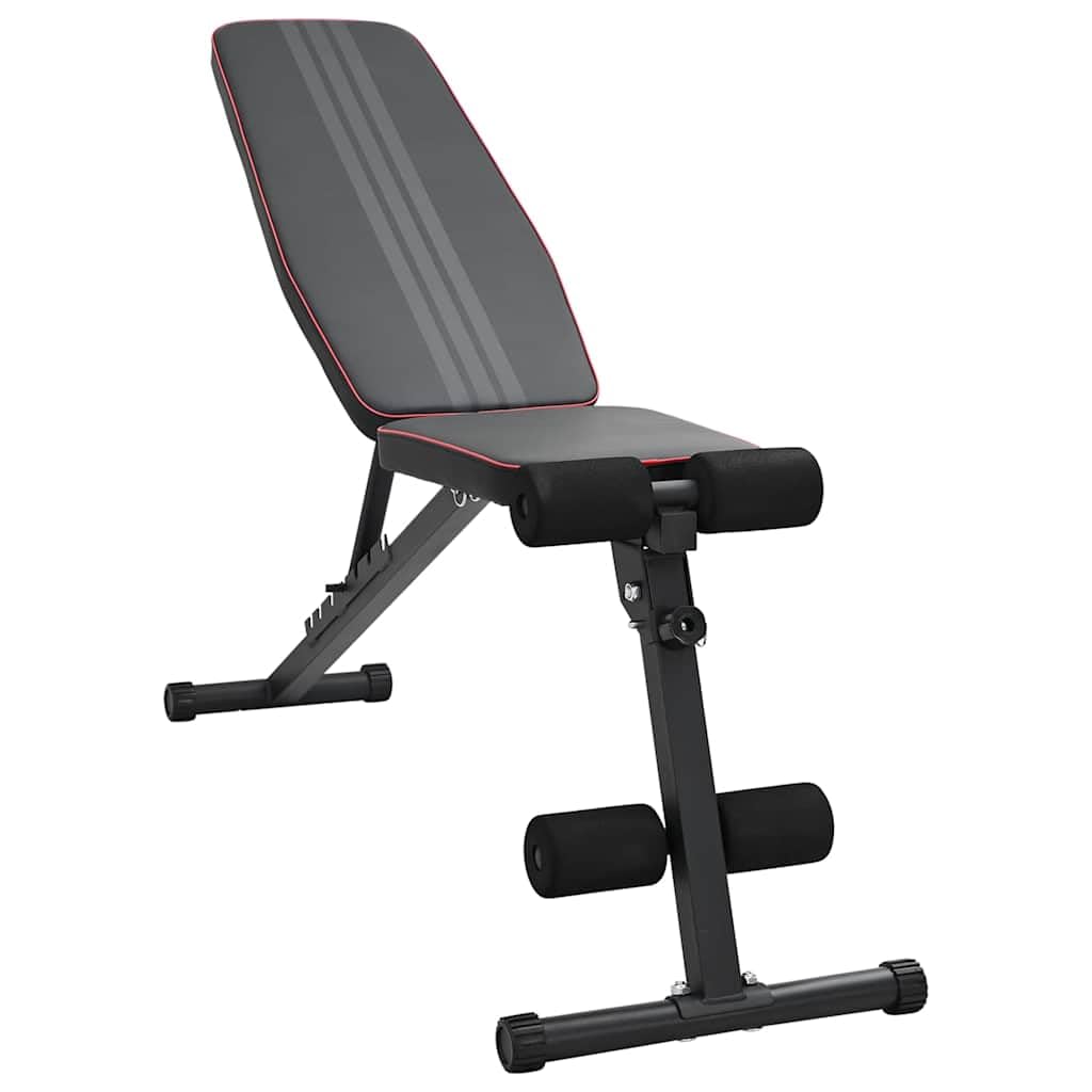 Banco de musculación ajustable negro 131 x 41 x 110 cm, plegable con marco de acero recubierto de polvo para desarrollado, tumbado y abdominales, ideal para gimnasio en casa