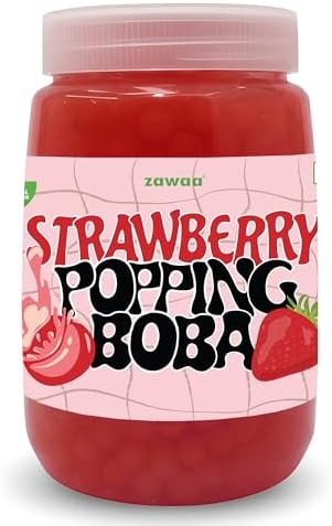 ZAWAA Foods StrawBerry Popping Boba Pearls 1kg – Bursting Boba for Bubble Tea - StrawBerry Flavor